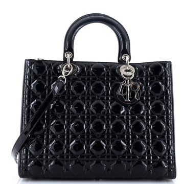 Christian Dior Vintage Lady Dior Bag Cannage Quilt Patent Large