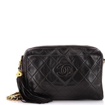 Chanel Vintage Diamond CC Camera Bag Quilted Leather Medium