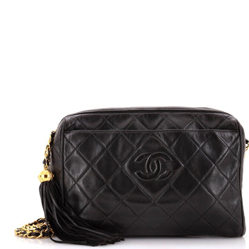 Chanel Vintage Diamond CC Camera Bag Quilted Leather Medium