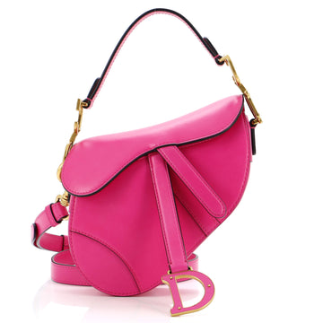 Christian Dior Saddle Handbag with Strap Leather Mini
