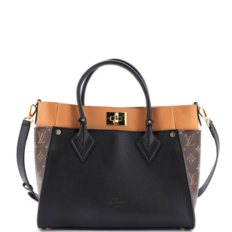 Louis Vuitton On My Side Tote Leather with Monogram Canvas MM