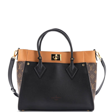 Louis Vuitton On My Side Tote Leather with Monogram Canvas MM