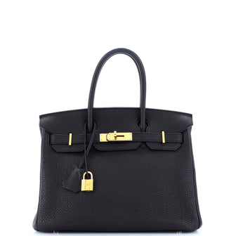 Hermes Birkin Handbag Black Togo with Gold Hardware 30