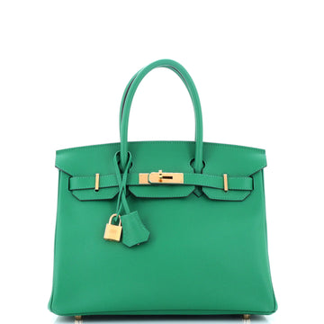 Hermes Birkin Handbag Green Epsom with Gold Hardware 30