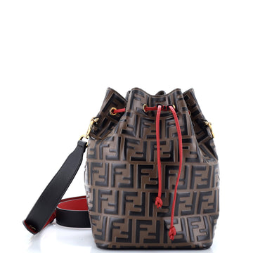 Fendi Mon Tresor Bucket Bag Zucca Embossed Leather Small