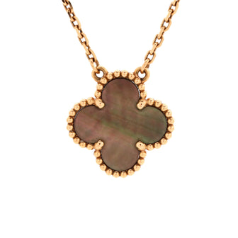 Van Cleef & Arpels Vintage Alhambra Pendant Necklace 18K Rose Gold and Grey Mother of Pearl