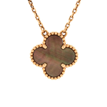 Van Cleef & Arpels Vintage Alhambra Pendant Necklace 18K Rose Gold and Grey Mother of Pearl