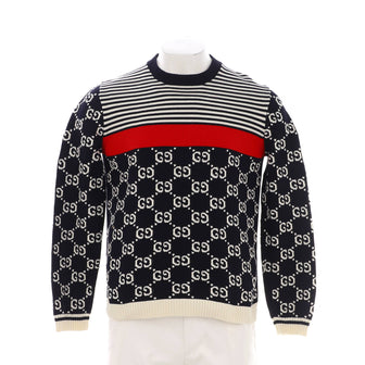 Gucci Men's GG Striped Crewneck Sweater Cotton