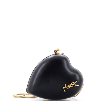 Saint Laurent Love Heart Chain Box Clutch Leather Small