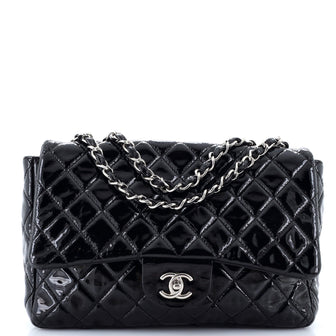 Chanel Classic Single Flap Bag Quilted Patent Jumbo