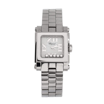 Chopard Happy Sport Square Quartz Watch Stainless Steel with Floating Diamonds 23
