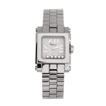 Chopard Happy Sport Square Quartz Watch Stainless Steel with Floating Diamonds 23