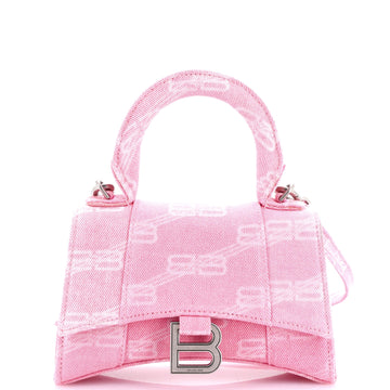 Balenciaga Hourglass Top Handle Bag BB Monogram Denim XS