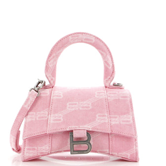Balenciaga Hourglass Top Handle Bag BB Monogram Denim XS
