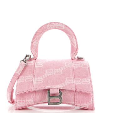 Balenciaga Hourglass Top Handle Bag BB Monogram Denim XS