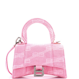 Balenciaga Hourglass Top Handle Bag BB Monogram Denim XS
