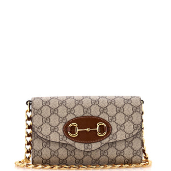 Gucci Horsebit 1955 Curved Flap Shoulder Bag GG Coated Canvas Mini