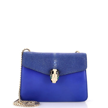 Bvlgari Serpenti Forever Square Shoulder Bag Leather and Stingray Small