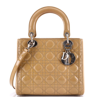 Christian Dior Lady Dior Bag Cannage Quilt Patent Medium
