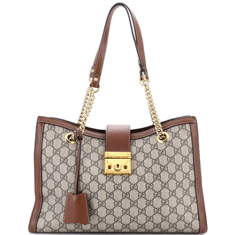 Gucci Padlock Chain Tote GG Coated Canvas Medium