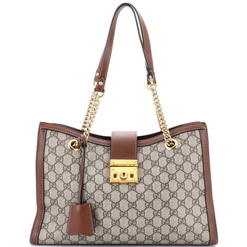 Gucci Padlock Chain Tote GG Coated Canvas Medium