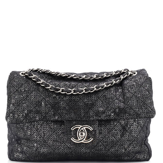Chanel Hidden Sequins Flap Bag Sequins Jumbo