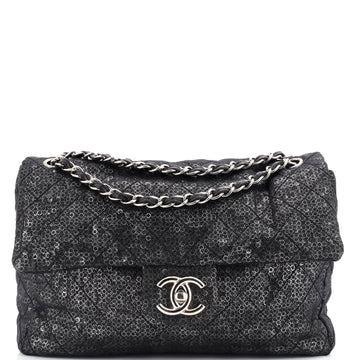 Chanel Hidden Sequins Flap Bag Sequins Jumbo