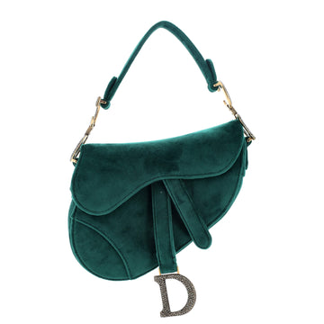 Christian Dior Saddle Handbag Velvet with Crystals Mini