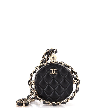 Chanel Frame Chain Around Round Clutch with Chain Quilted Lambskin Mini
