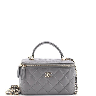 Chanel Classic Top Handle Vanity Case with Chain Quilted Lambskin Small
