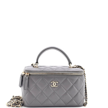 Chanel Classic Top Handle Vanity Case with Chain Quilted Lambskin Small