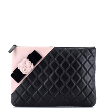 Chanel Camellia O Case Clutch Quilted Lambskin Medium