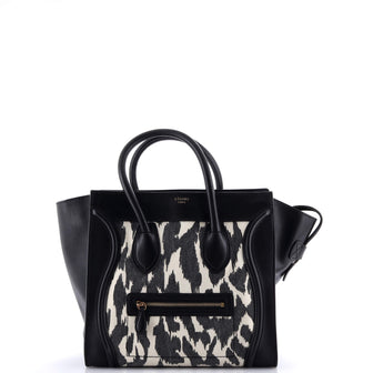 Celine Luggage Bag Printed Canvas and Leather Mini