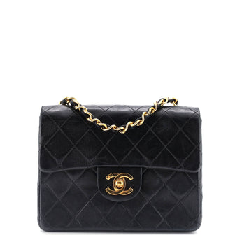 Chanel Vintage Square Classic Single Flap Bag Quilted Lambskin Mini