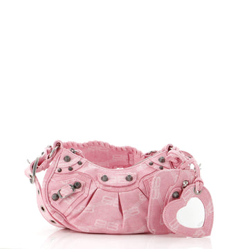 Balenciaga Le Cagole Giant Studs Shoulder Bag BB Denim XS