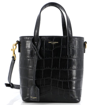Saint Laurent Shopper Tote Crocodile Embossed Leather Mini Toy
