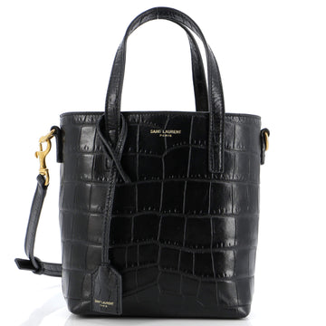 Saint Laurent Shopper Tote Crocodile Embossed Leather Mini Toy