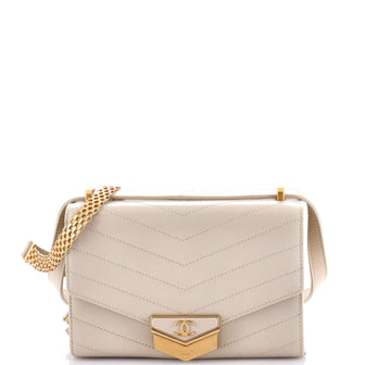 Chanel Medal Envelope Flap Bag Chevron Calfskin Small