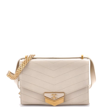 Chanel Medal Envelope Flap Bag Chevron Calfskin Small