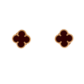 Van Cleef & Arpels Sweet Alhambra Stud Earrings 18K Rose Gold and Carnelian