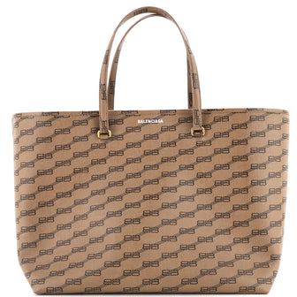 Balenciaga Signature East-West Shopper Tote BB Monogram Coated Canvas Large