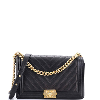 Chanel Boy Flap Bag Chevron Caviar New Medium