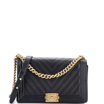 Chanel Boy Flap Bag Chevron Caviar New Medium