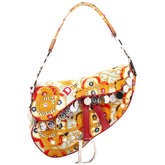 Christian Dior Saddle Handbag Embroidered and Beaded Fabric Medium