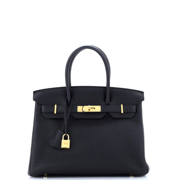 Hermes Birkin Handbag Black Togo with Gold Hardware 30