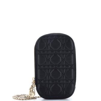 Christian Dior Lady Dior Phone Holder on Chain Cannage Quilt Lambskin