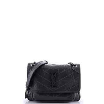 Saint Laurent Niki Chain Flap Bag Matelasse Chevron Leather Baby