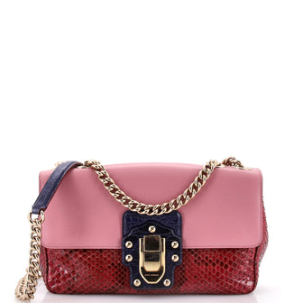 Dolce & Gabbana Lucia Shoulder Bag Python and Leather with Crocodile Medium
