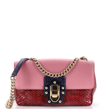 Dolce & Gabbana Lucia Shoulder Bag Python and Leather with Crocodile Medium
