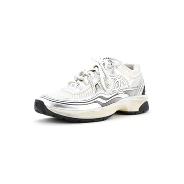 Chanel Women's CC Low-Top Sneakers Mesh and Laminated Leather